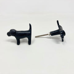 Dog Knob in Black | Drawer Pull Animal Knob Cabinet