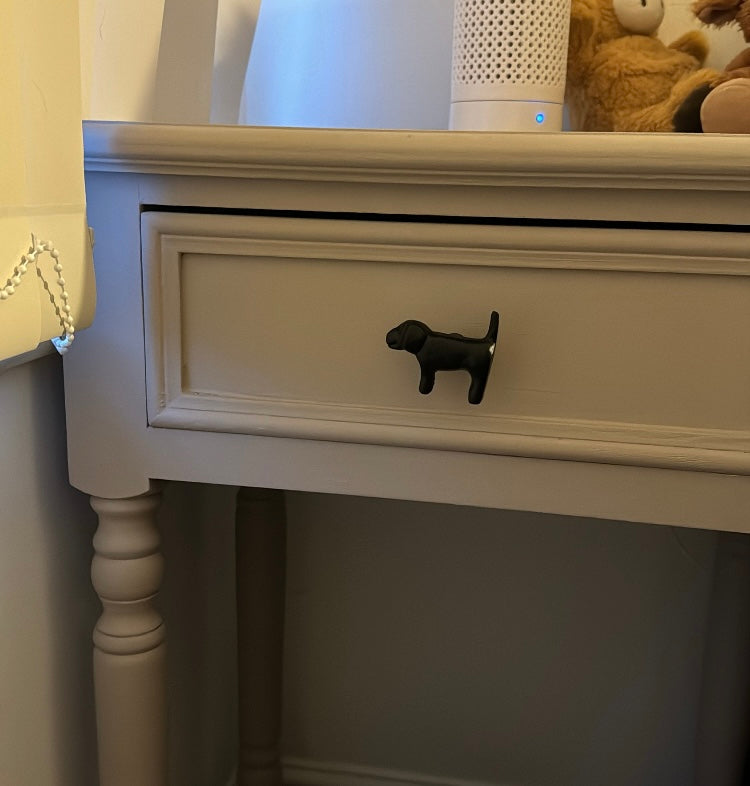 Dog Knob in Black | Drawer Pull Animal Knob Cabinet