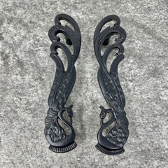 Black Solid Brass Antique Pair Peacock Long Handles | Vintage | Cabinet