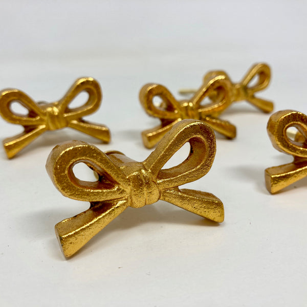 Gold Pretty Metal Bow Knob