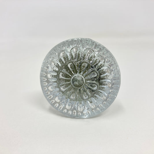 Vintage Victorian Style Clear Flower Round Glass Knob for Bathroom, Cabinet, Cupboard or Drawer