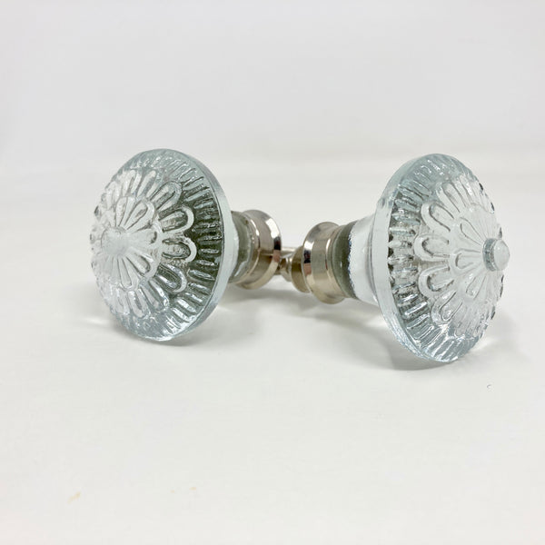 Vintage Victorian Style Clear Flower Round Glass Knob