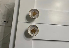 Hand Painted Ceramic White & Gold Drawer Pull, Drawer Knobs Cabinet Knobs and Pulls Unique Decorative