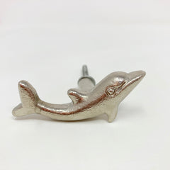 Dolphin Knob in Silver - Bathroom Drawer Pull Door Pull Cabinet Cupboard Kitchen