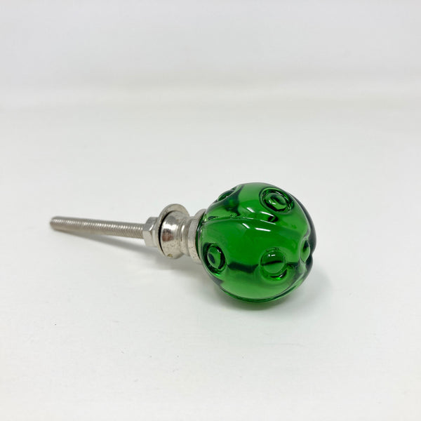Dainty Vintage Victorian Style Round Glass Knob in Green