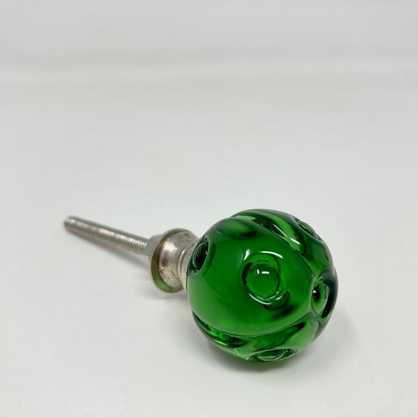 Dainty Vintage Victorian Style Round Glass Knob in Green