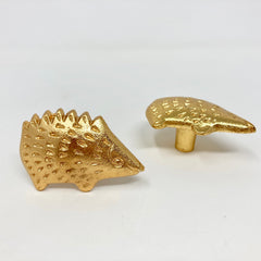 Bright Gold Hedgehog Knob Antique Gold Vintage Gold Woodland Iron Drawer Pull Door Pull Animal Knob