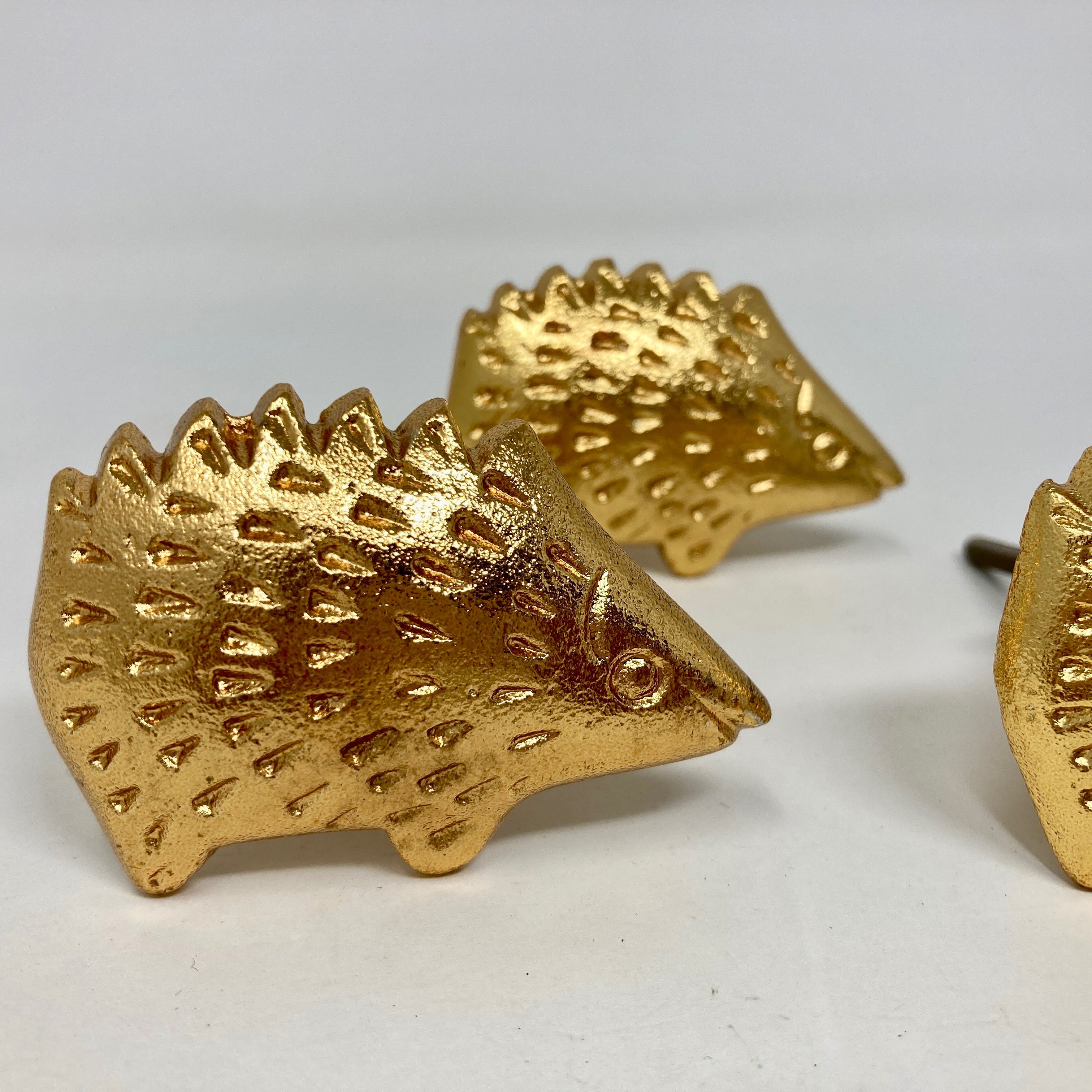 Bright Gold Hedgehog Knob Antique Gold Vintage Gold Woodland Iron Drawer Pull Door Pull Animal Knob