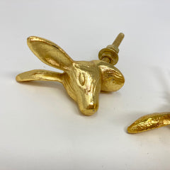 Gold Hare Rabbit Drawer Door Pull Knob Animal Handle Kitchen Cupboard Home