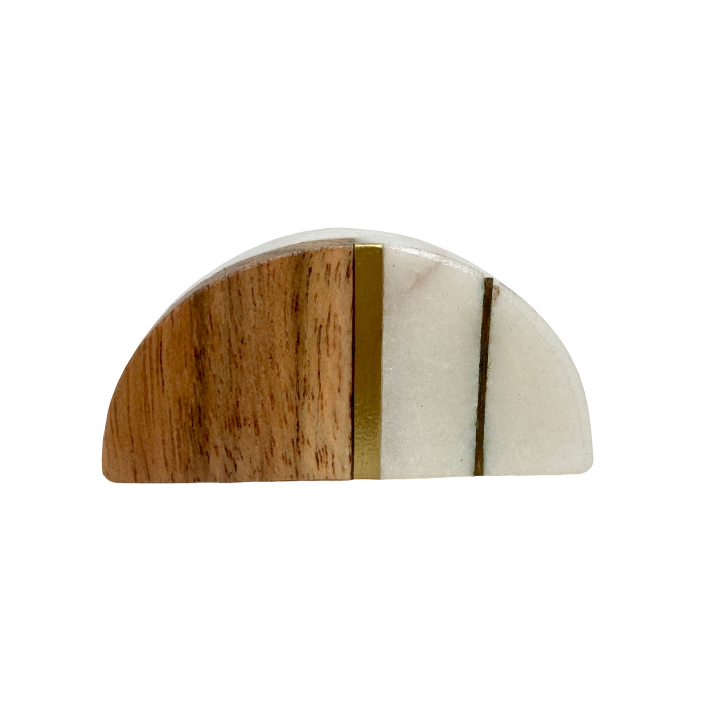 Marble & Wood Knob with Brass Strips