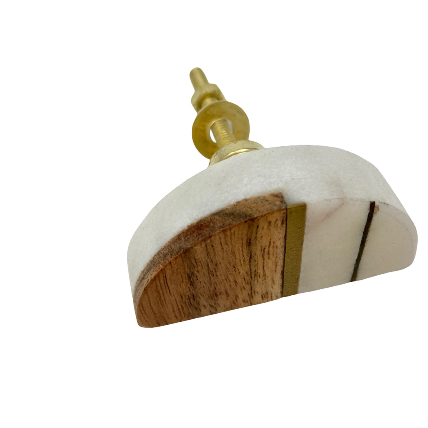 Marble & Wood Knob with Brass Strips