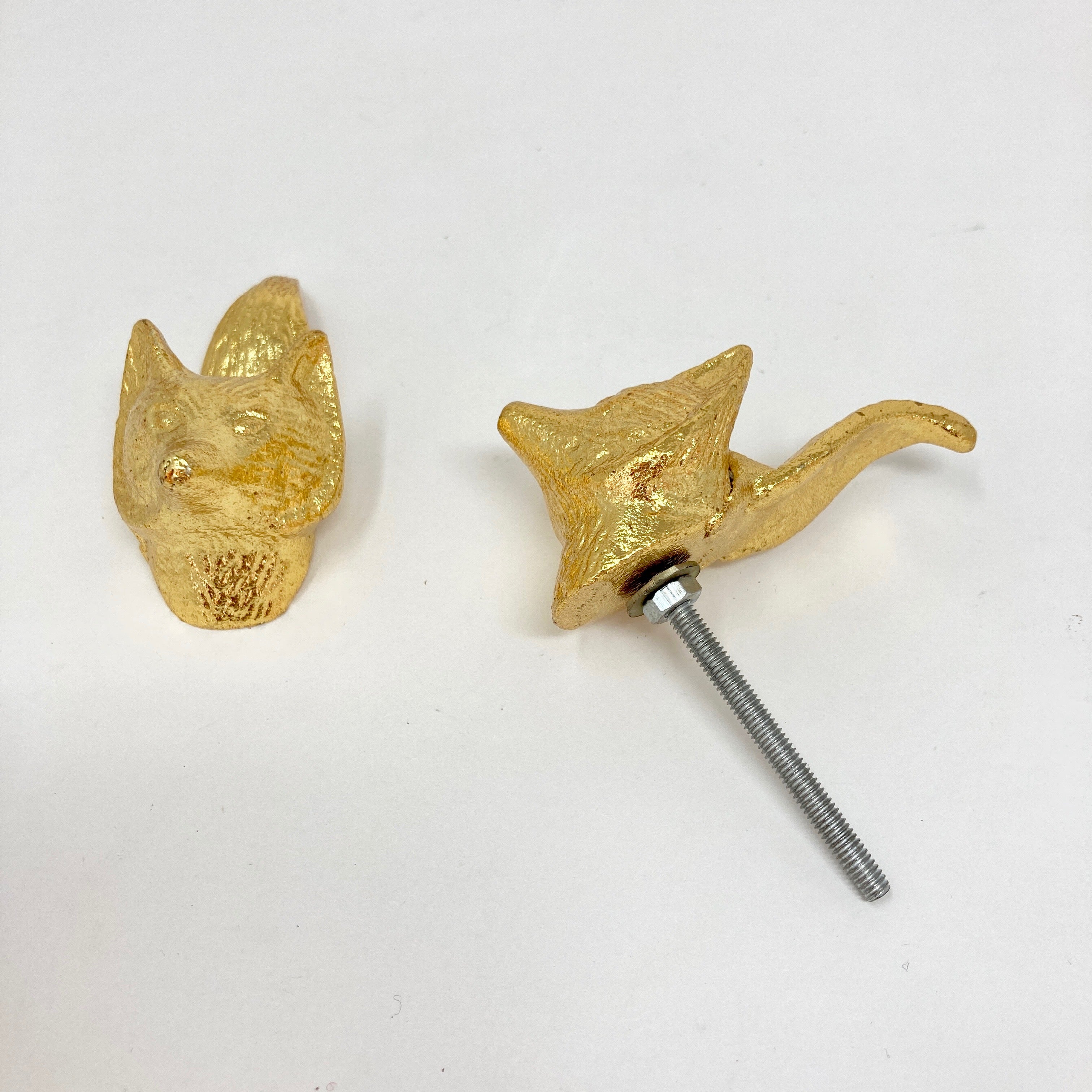 Bright Gold Mr Fox Knob Woodland Iron Drawer Pull Door Pull Animal Knob