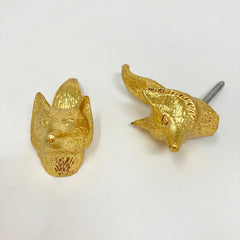 Bright Gold Mr Fox Knob Woodland Iron Drawer Pull Door Pull Animal Knob