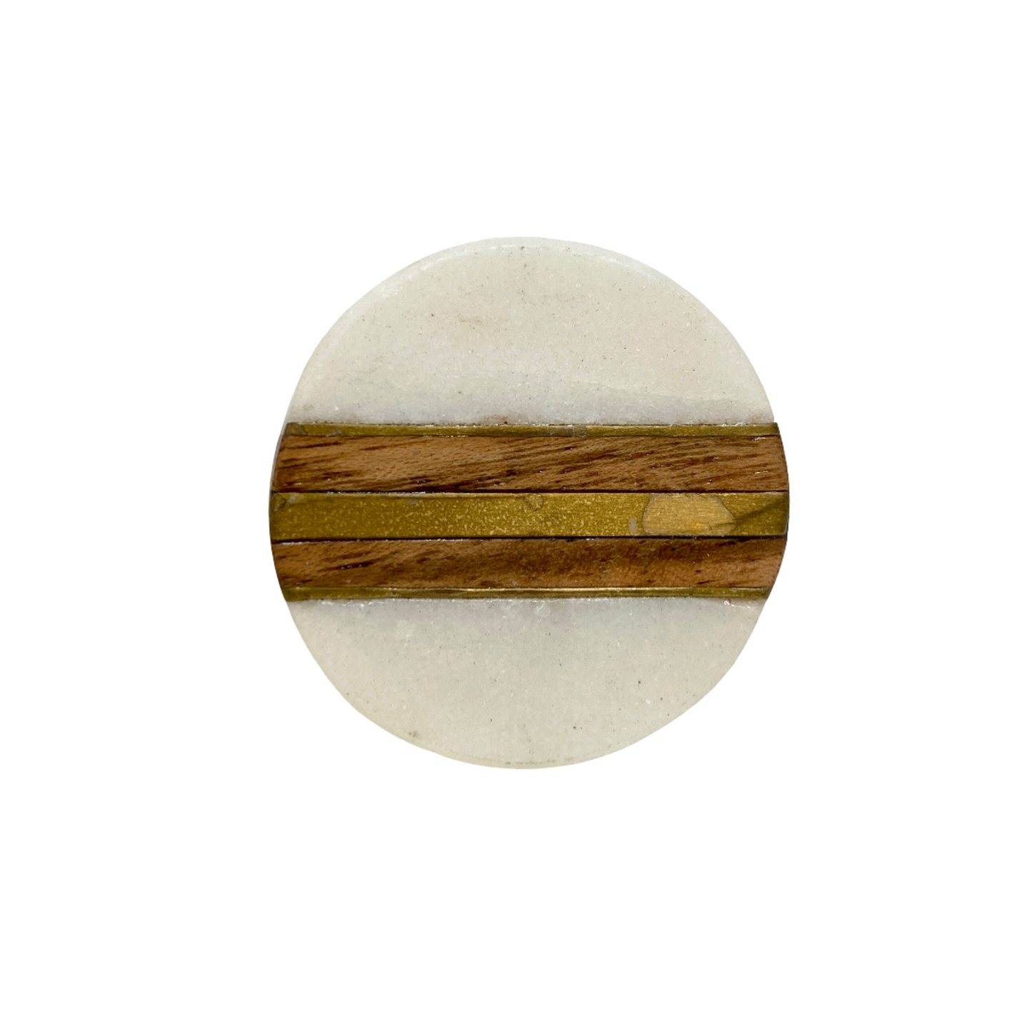 Marble & Wood Knob with Brass Strips