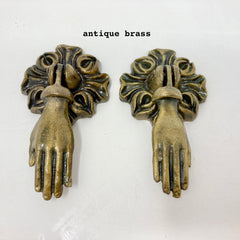 Victorian Style Pair (x 2) Vintage Hands Iron Drawer Pulls. French Chic, Cabinet Door Handle, Door Knob