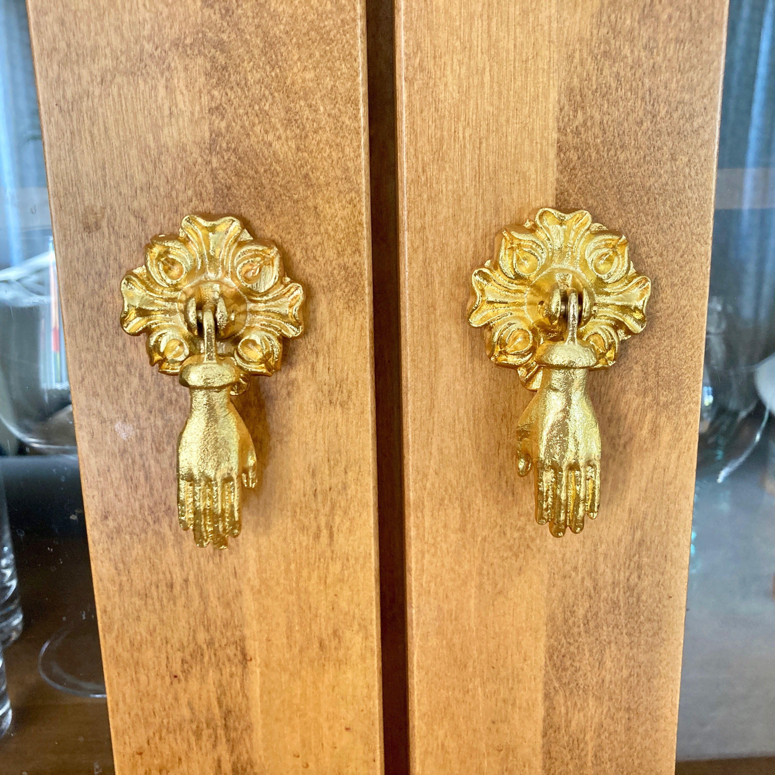 Victorian Style Pair (x 2) Vintage Hands Iron Drawer Pulls. French Chic, Cabinet Door Handle, Door Knob