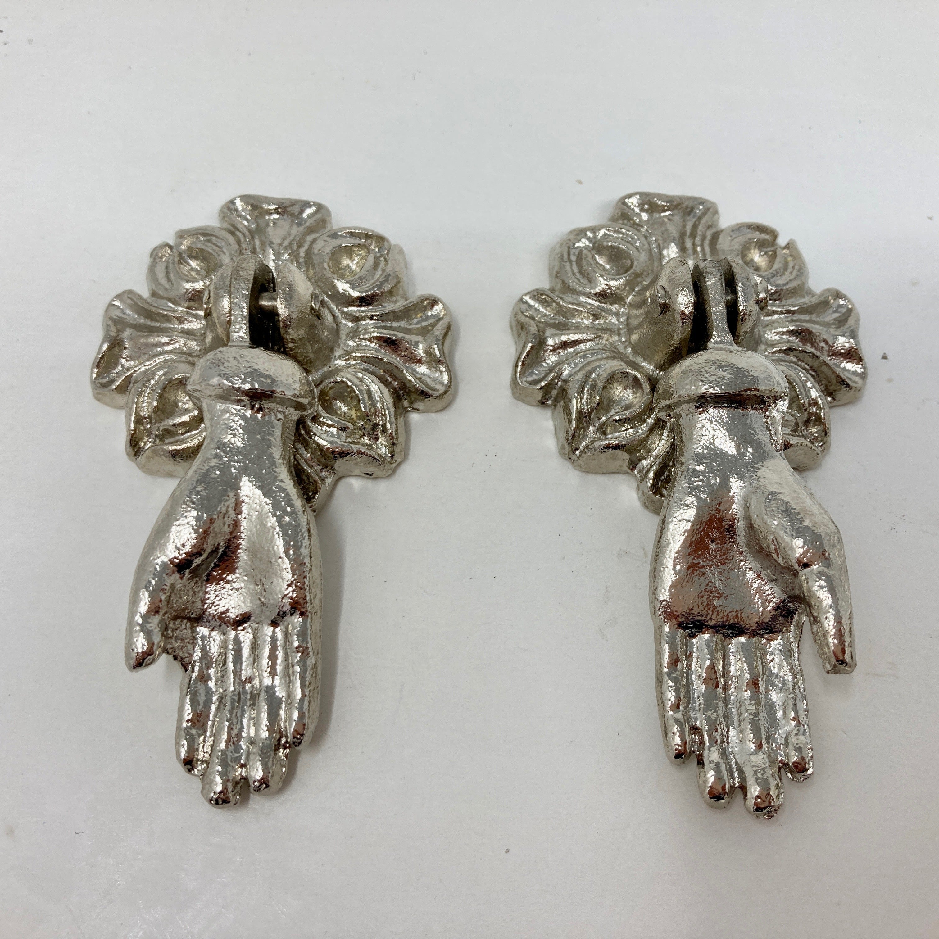 Victorian Style Pair (x 2) Vintage Hands Iron Drawer Pulls. French Chic, Cabinet Door Handle, Door Knob