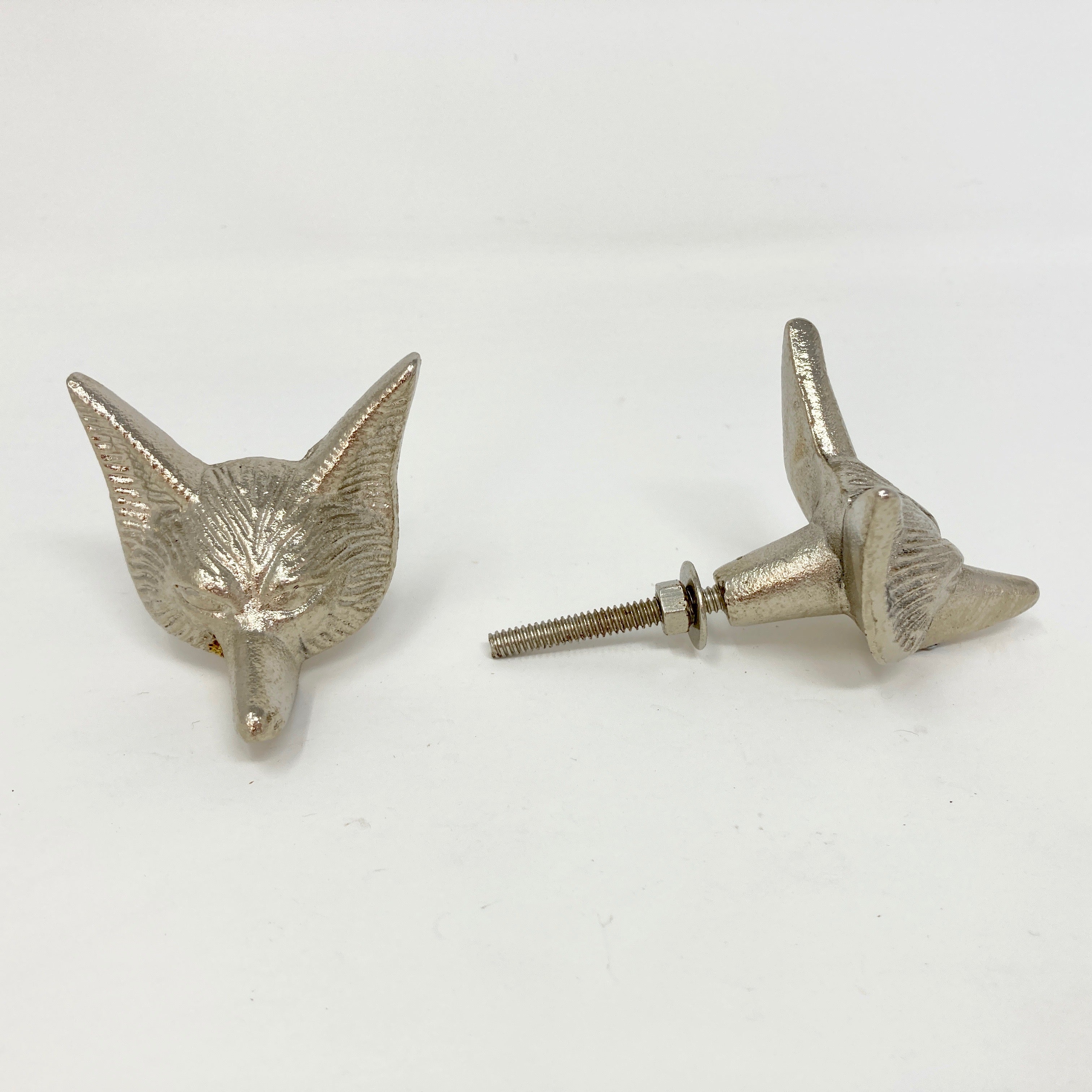 Silver Fox Head Woodland Knob Drawer Pull Door Pull