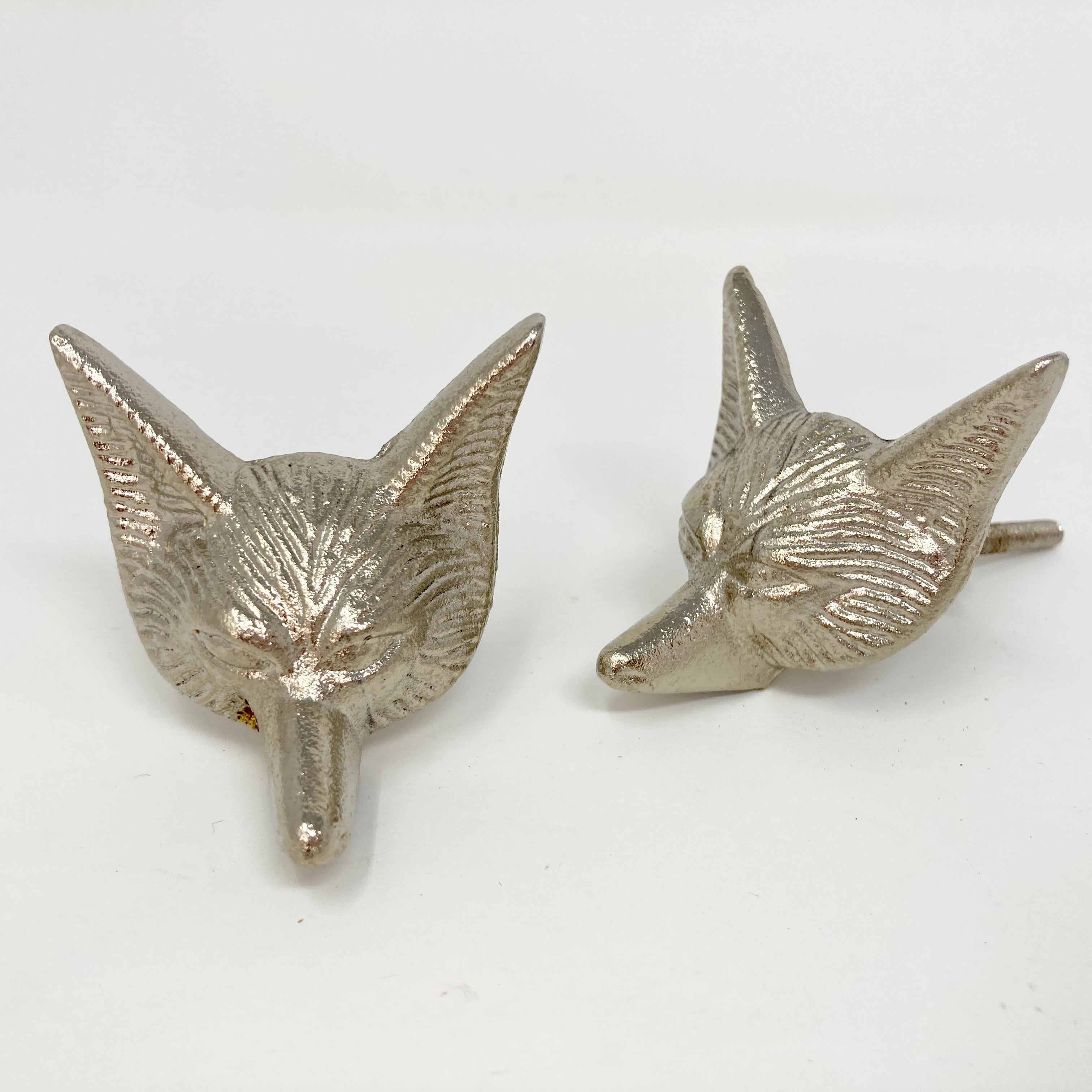 Silver Fox Head Woodland Knob Drawer Pull Door Pull