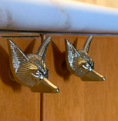 Silver Fox Head Woodland Knob Drawer Pull Door Pull