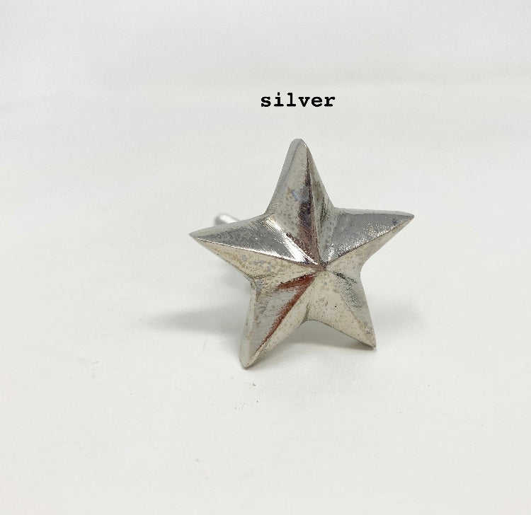 Star Knob in Iron Metal in Gold, Antique Copper or Silver. Drawer Pull decor drawer pull