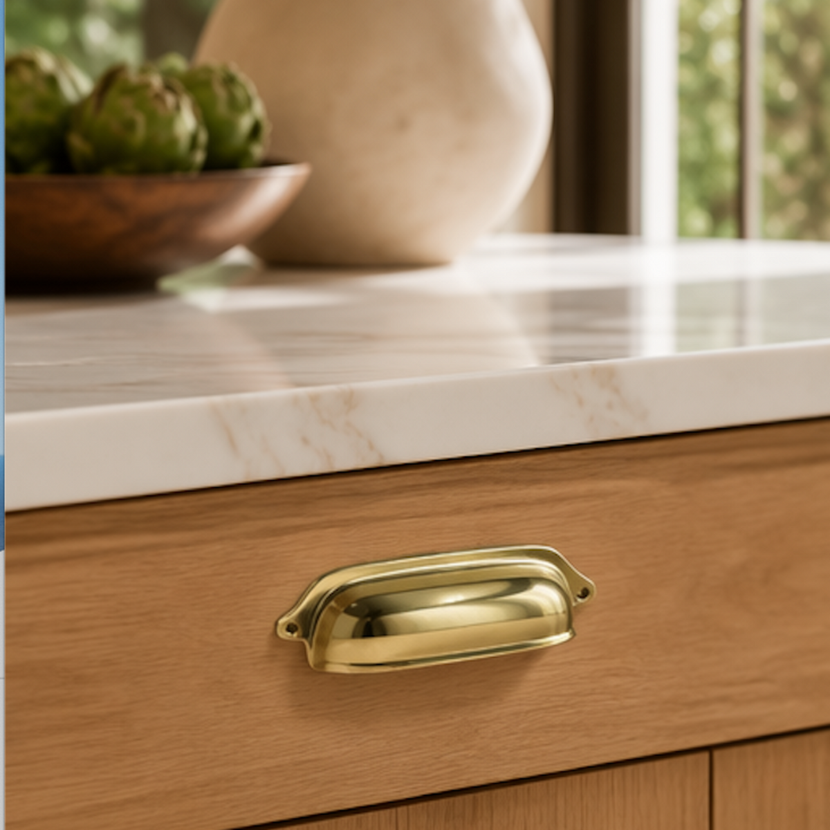 Lacquered Brass Small Cup Handle