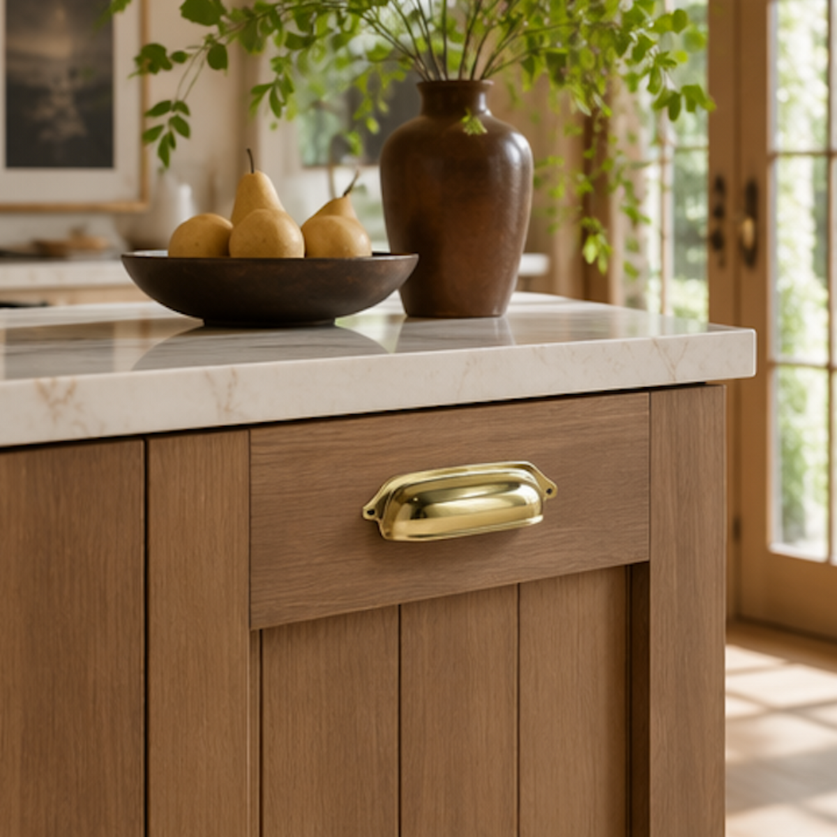 Lacquered Brass Small Cup Handle