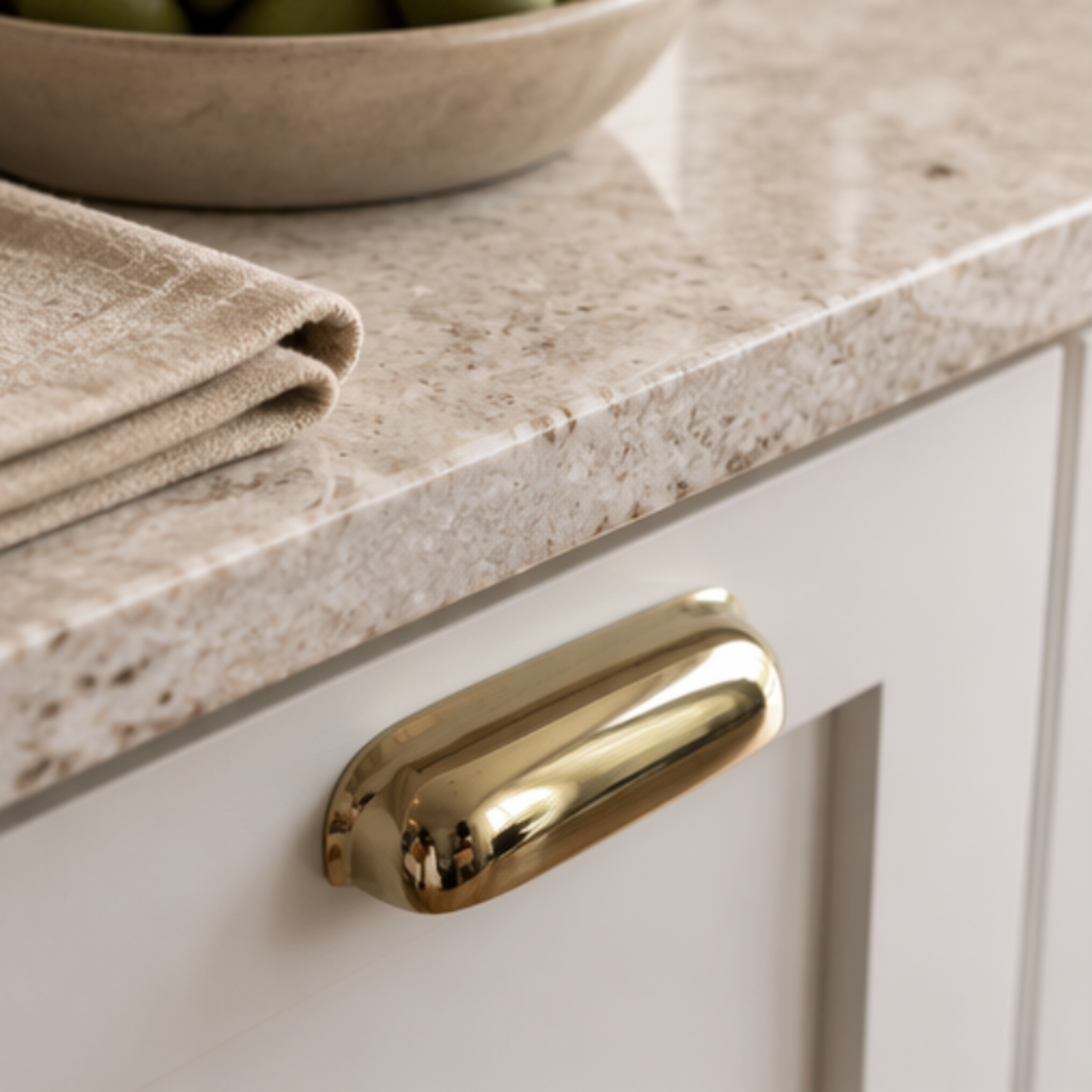 Lacquered Brass Large Cup Handle