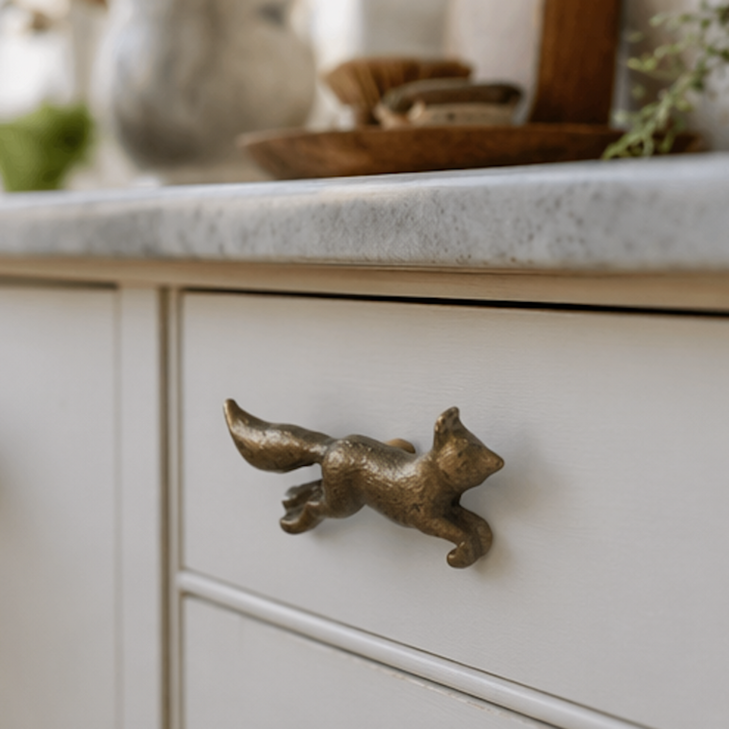 Running Fox Vintage Animal Knob