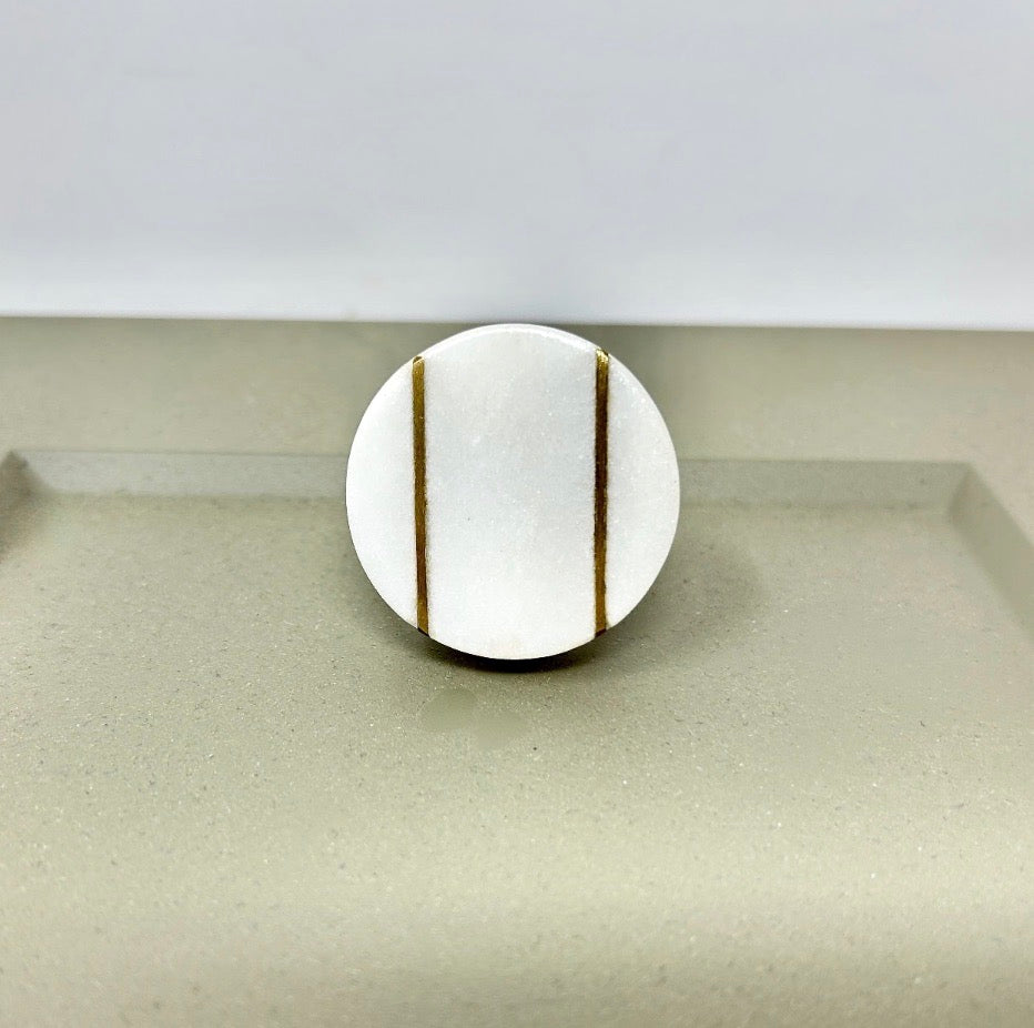Round Stone and Brass Drawer Knob