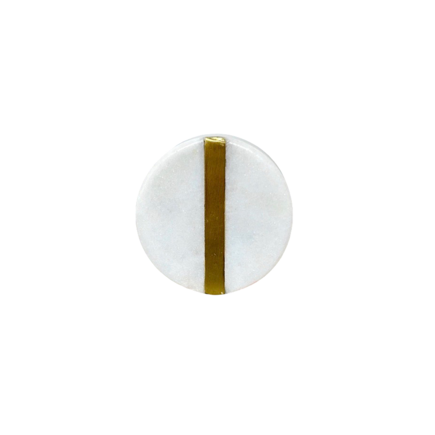 Round Stone and Brass Drawer Knob