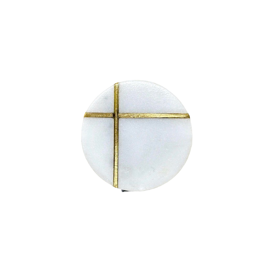 Round Stone and Brass Drawer Knob