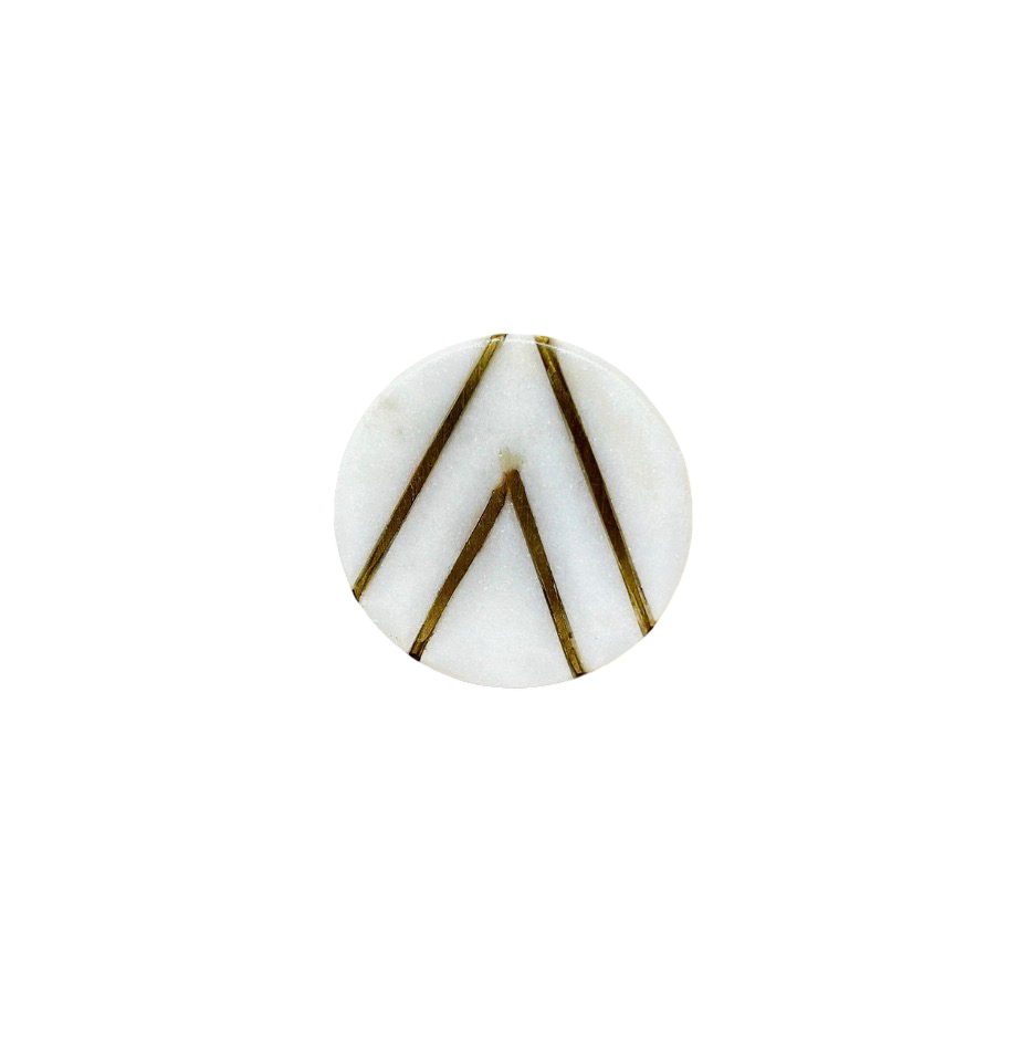 Round Stone and Brass Drawer Knob