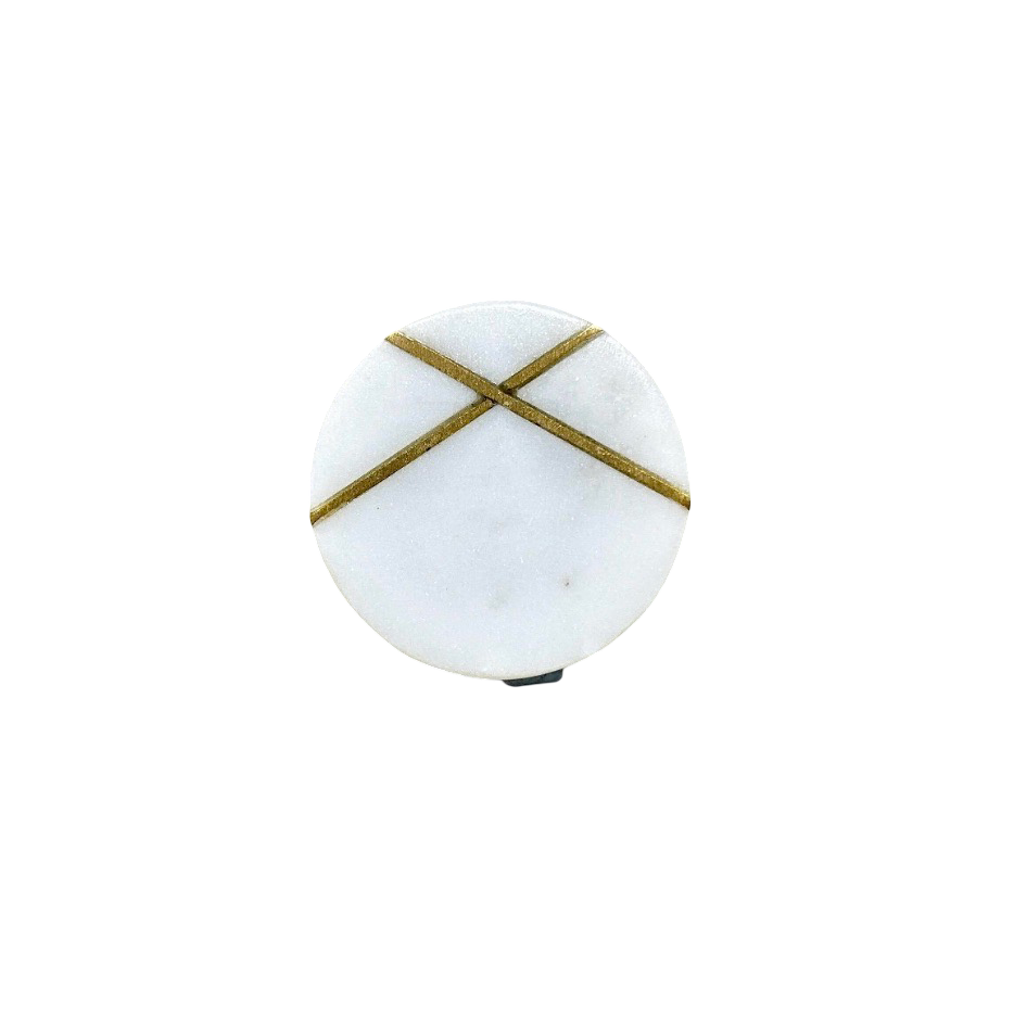Round Stone and Brass Drawer Knob