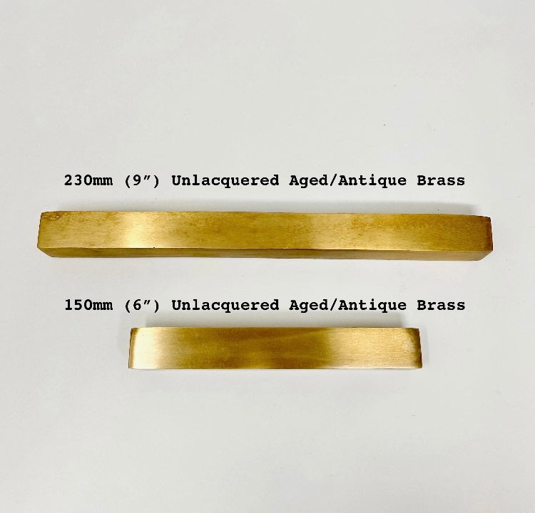 Unlacquered Aged Brass Solid Knobs. Luxury Collection of Knobs, Handles & Backplates. Premium Hardware with Rich Sophistication. Transform Kitchens, Cabinets, Doors and More.