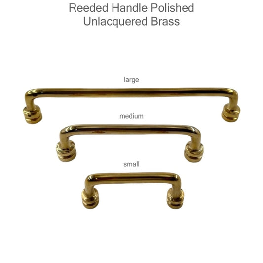 Unlacquered Brass Reeded Handle With Optional Backplate