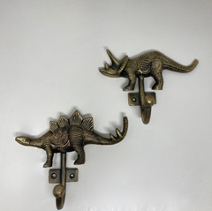 Dinosaur Hook Triceratops Stegosaurus Antique Brass Metal Animal Jurassic