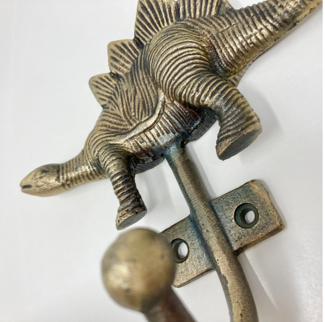 Dinosaur Hook Triceratops Stegosaurus Antique Brass Metal Animal Jurassic