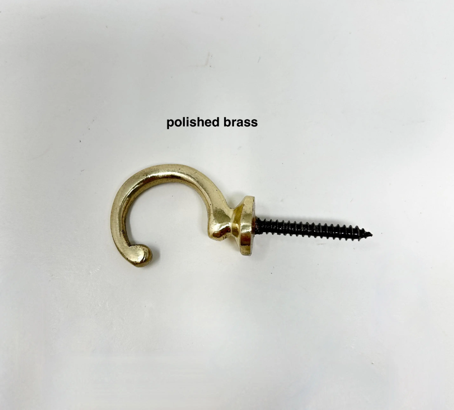 Solid Brass Hook in Polished Brass or Antique Brass