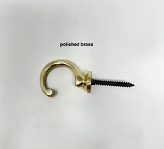 Solid Brass Hook in Polished Brass or Antique Brass