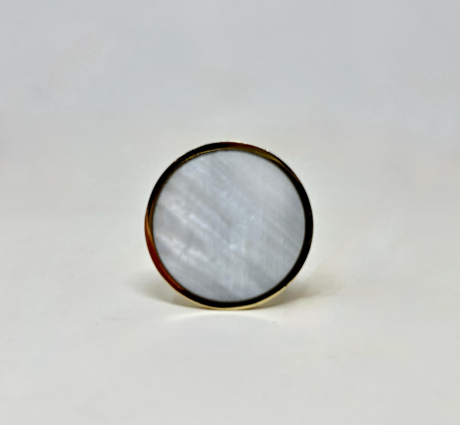 Mother of Pearl with Brass Surround Round Knob