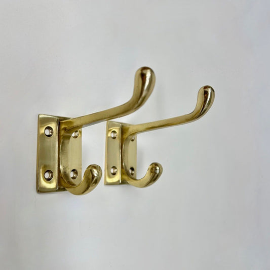 Solid Brass Double Hook Polished / Antique Finish