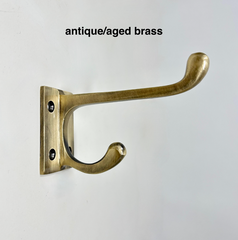 Solid Brass Double Hook Polished / Antique Finish