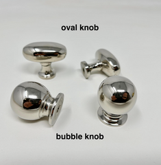 Polished Nickel BRASS Backplate Handles 4 3/4", 6.5", 10.5" Oval Knob Bubble Knob