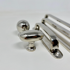 Polished Nickel BRASS Backplate Handles 4 3/4", 6.5", 10.5" Oval Knob Bubble Knob