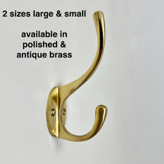 Double Solid Brass Elegant Classic Hook