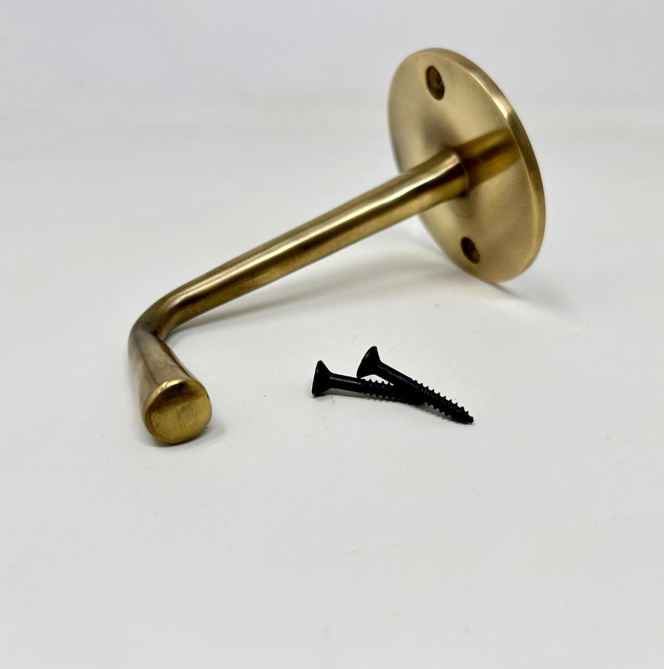 UNLACQUERED Solid Antique Brass Elegant Hook