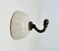 Ivory Antique Brass Hand Painted Ceramic Hook