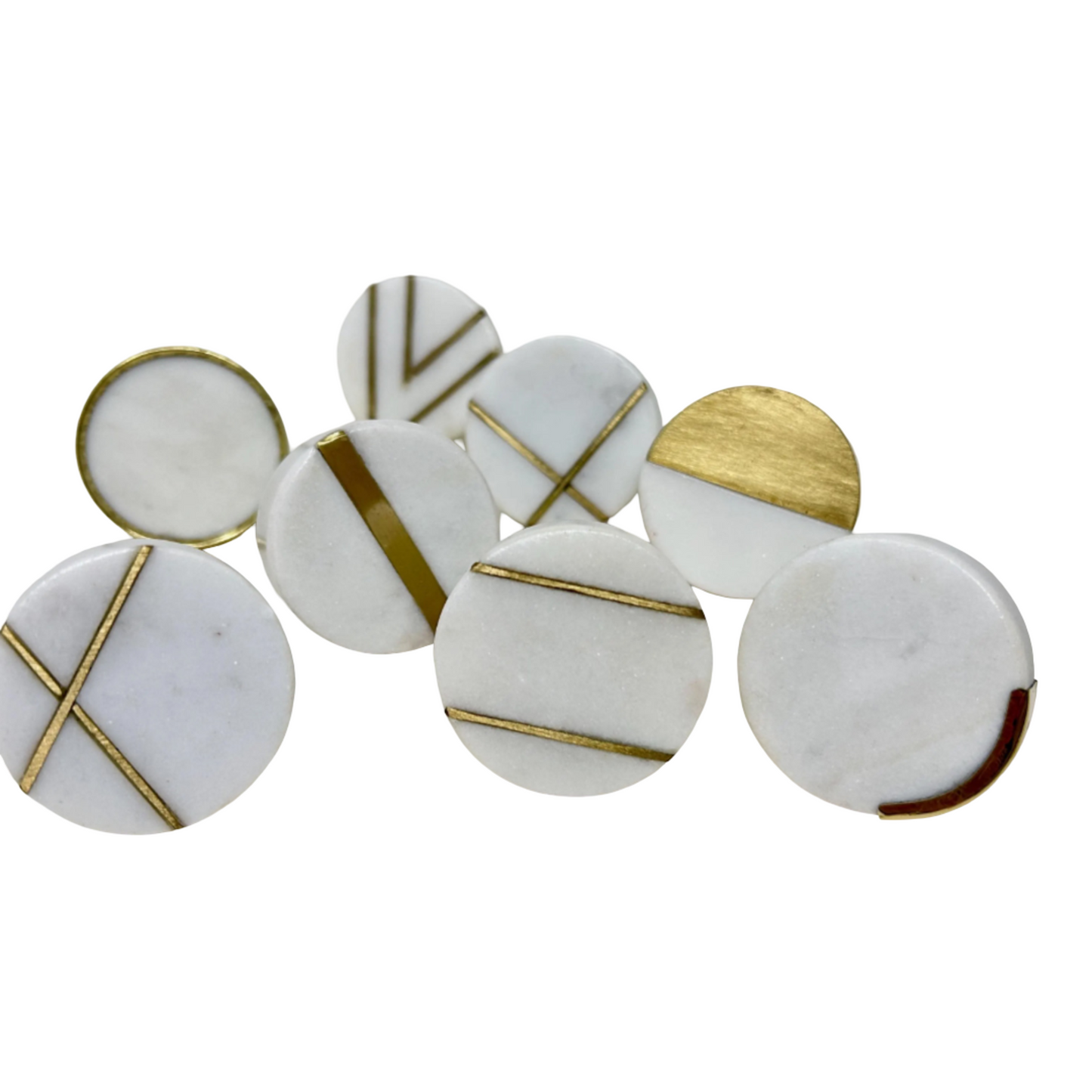 Round Stone and Brass Drawer Knob