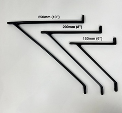 Matt Black Cast Iron Shelf Bracket. Durable & Stylish Design in 6", 8" & 10" Sizes, Perfect for Supporting Shelves in Home, Office, or Retail Spaces